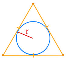 Площадь равностороннего треугольника по радиусу вписанной окружности